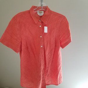 Talbots Womans size 10 Linen SS Blouse EUC